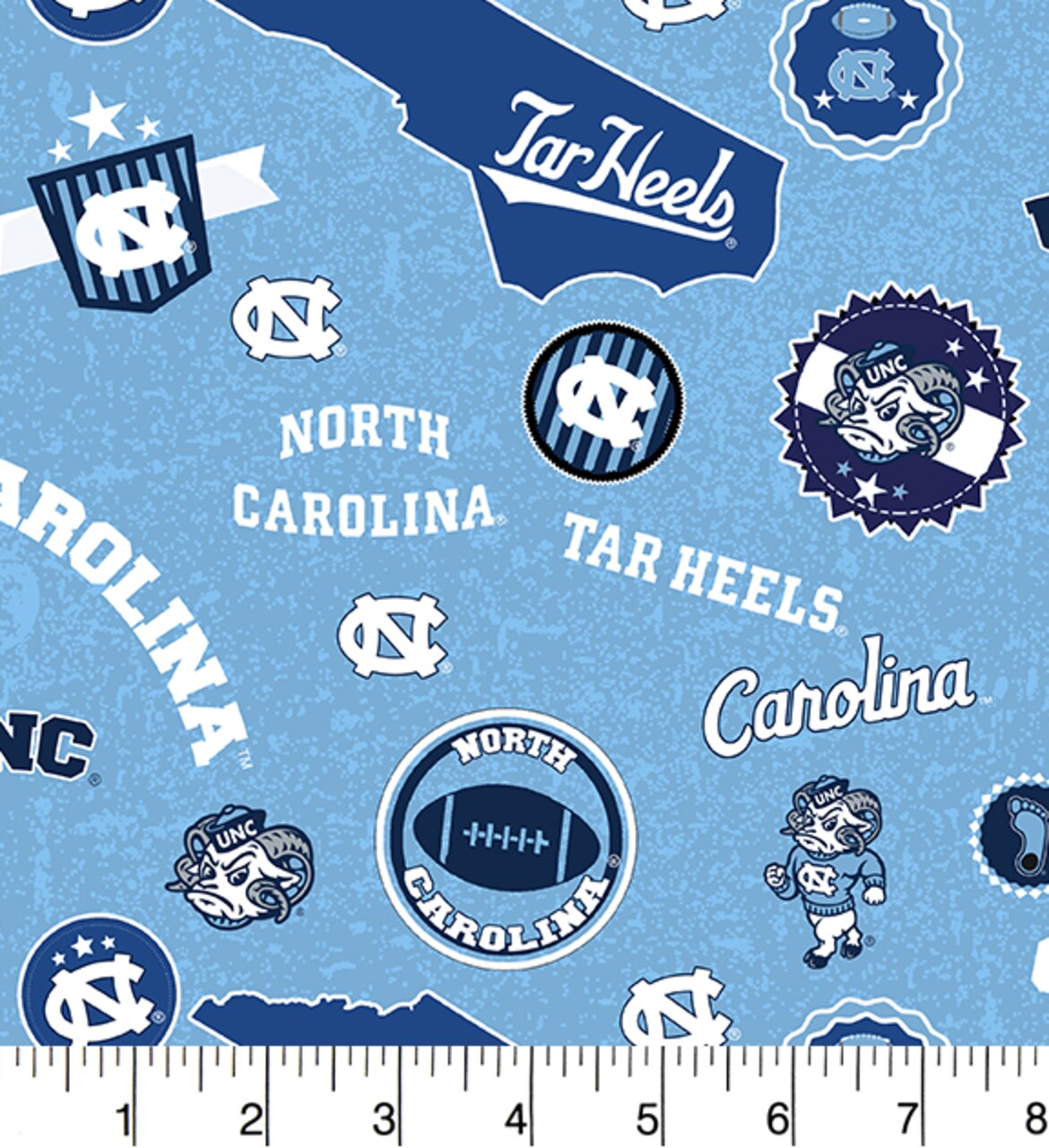 Sykel Enterprises-University of North Carolina Cotton Fabric-UNC Tar Heels Home State Cotton Quilting Fabric